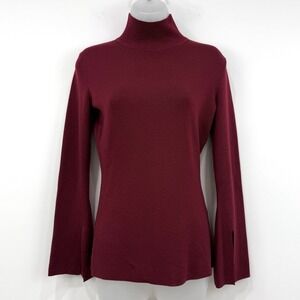 Iris & Ink Wool Sweater Women's XS Burgundy Quiet Luxury Old Money‎ Mock Neck